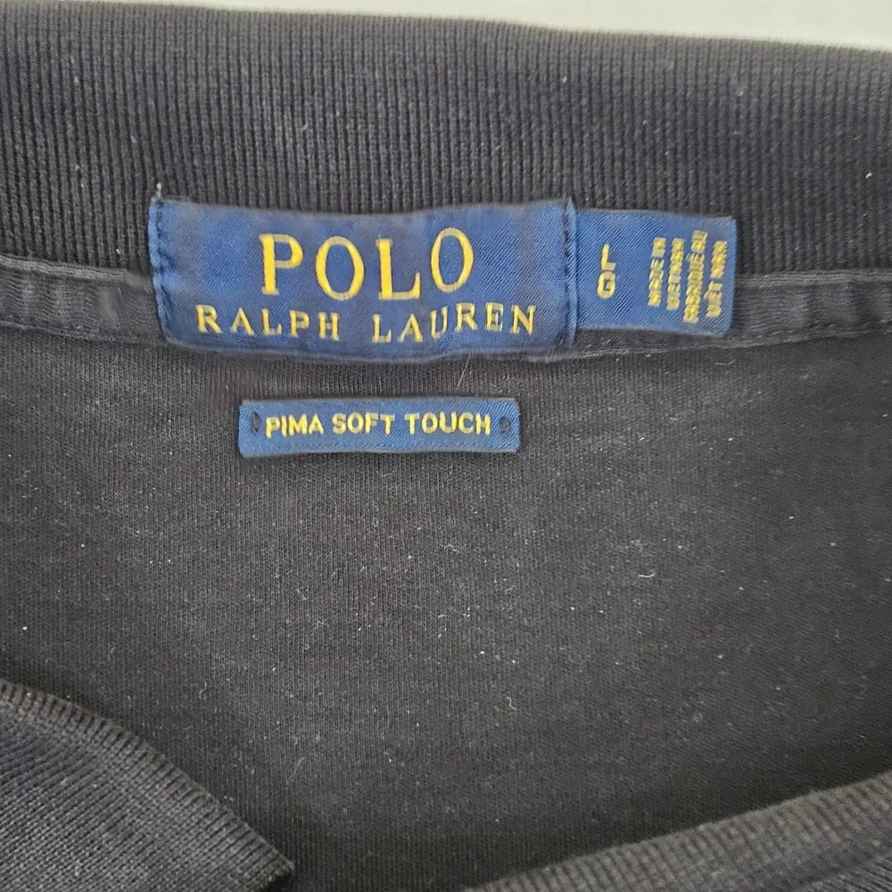 Polo Ralph Lauren‎ Mens Pima Soft Touch Cotton Polo Shirt Black Large Short Slv